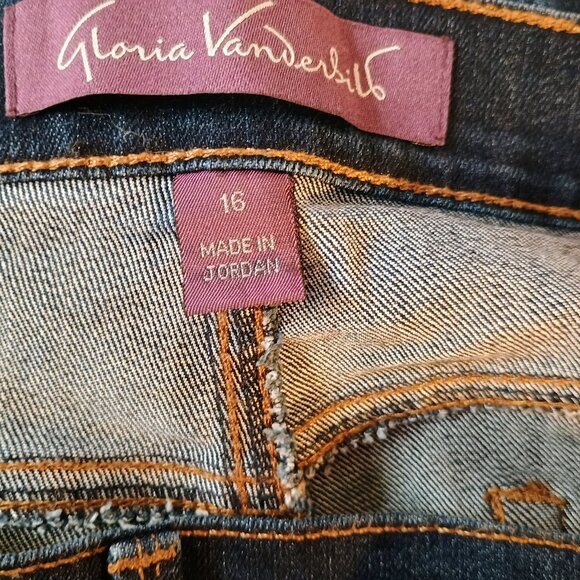 EUC: Gloria Vanderbilt Amanda Sze 16 Dark Blue Wash Straight Leg Jeans - Picture 3 of 3